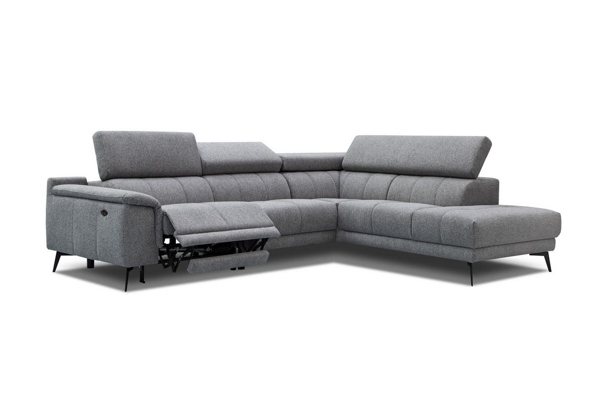 ECKSOFA FIERO 5-Sitzer mit 1 Relaxfunktion, grau - Grau, Holzwerkstoff/Textil (290/228cm) - Courtois Laville
