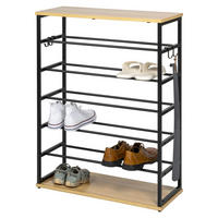 SCHUHREGAL, 18 Paar Schuhe, schwarz - Schwarz, Metall (70/90/28cm) - eluno