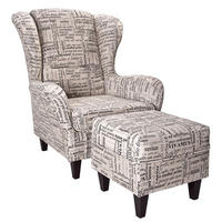 OHRENSESSEL Sofia, Relaxsessel mit Hocker | Carpe Diem Beige Design - Cappuccino, Textil (92/68/95cm) - Supellex