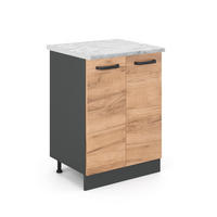 KÜCHENUNTERSCHRANK R-Line Goldkraft Eiche 60 cm AP Marmor - Honigeiche/Anthrazit, Holzwerkstoff (60/81.6/46cm) - Vicco