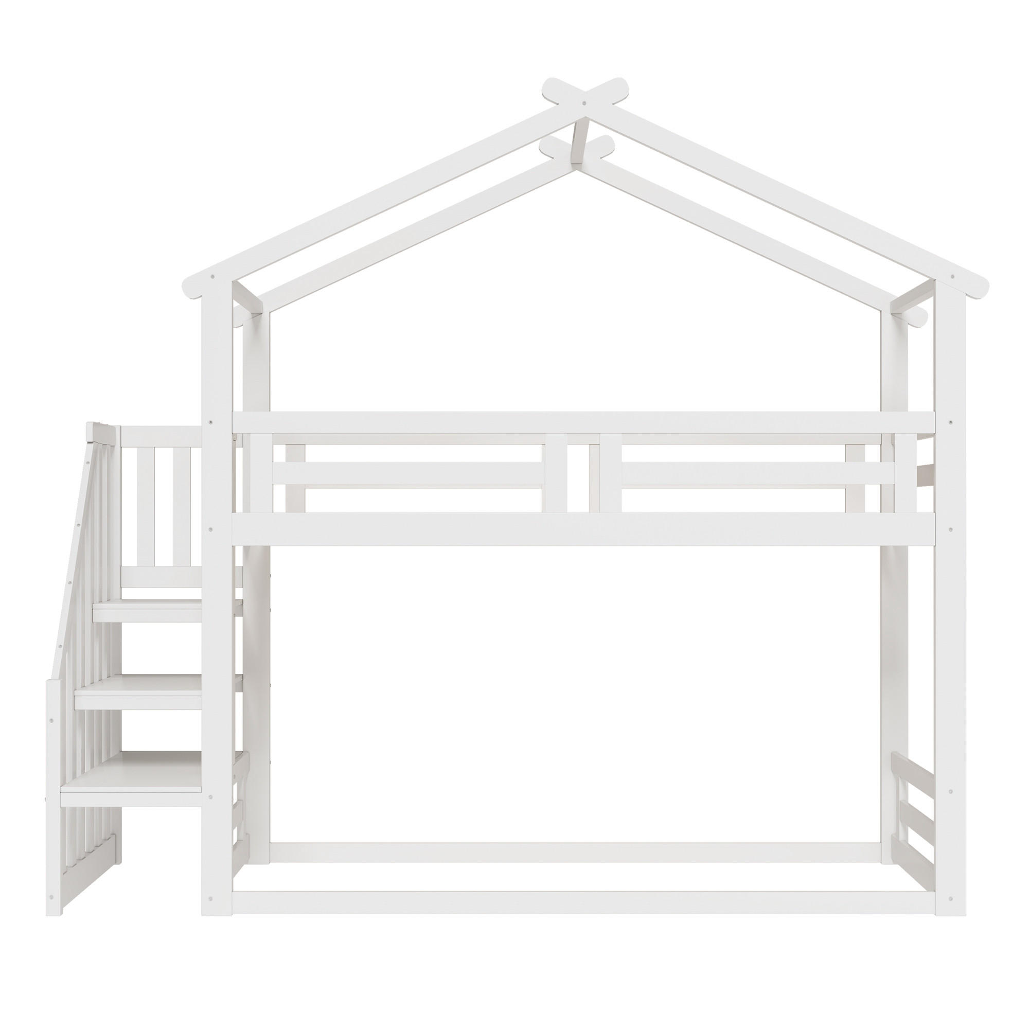 HAUSBETT Massivholz 90/200 cm Weiß - Weiß, Holz - Raumix