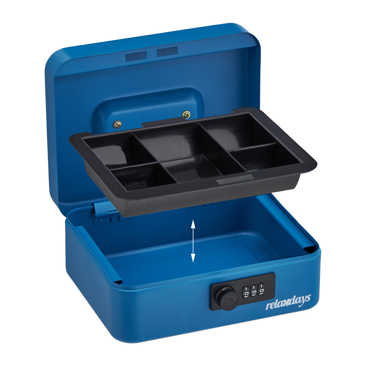 GELDKASSETTE - Blau, Kunststoff/Metall (20/8.5/17cm) - Relaxdays