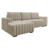 ECKSOFA Hugo, Seite: Links - Dunkelbraun/Beige, Holz/Textil (240/140cm)