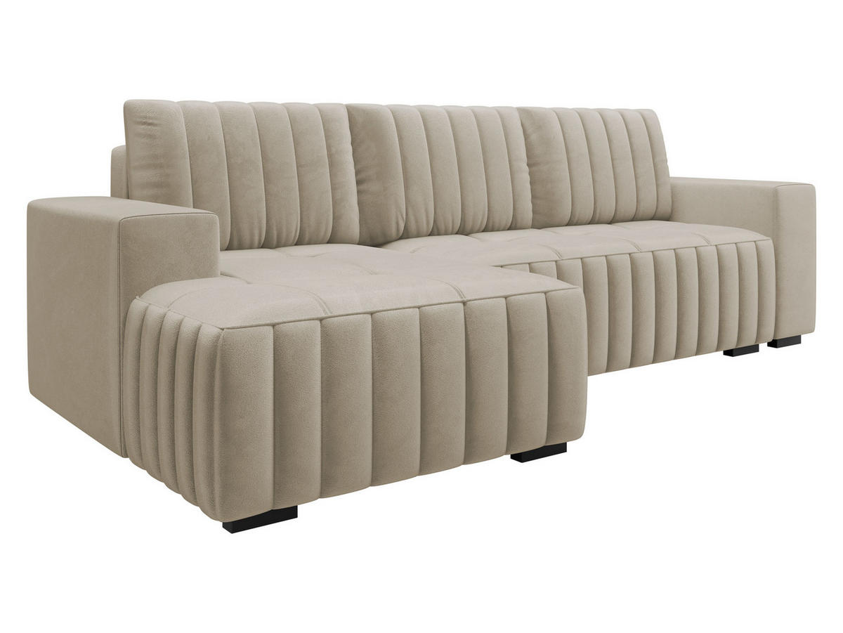 ECKSOFA Hugo, Seite: Links - Dunkelbraun/Beige, Holz/Textil (240/140cm)