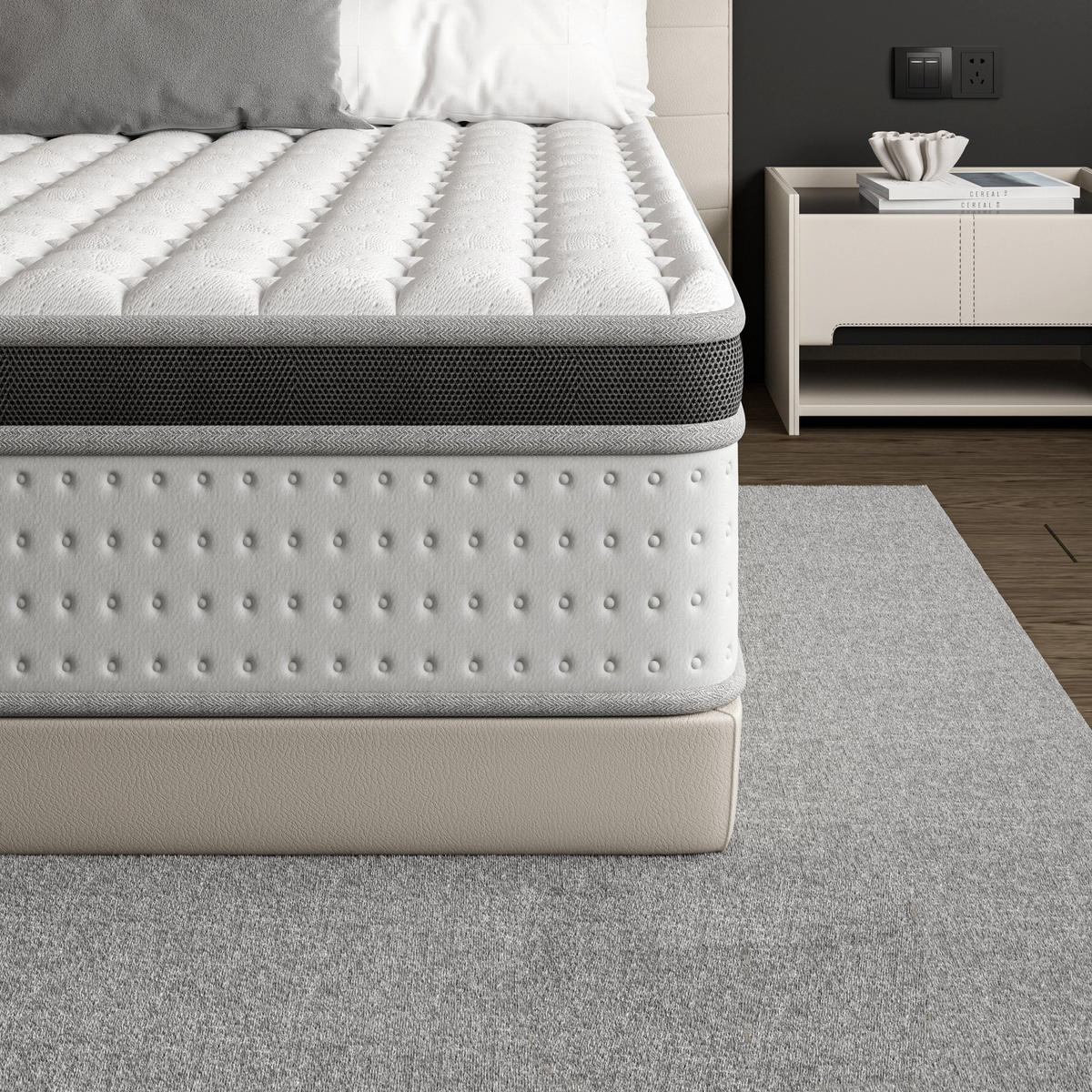 TASCHENFEDERKERNMATRATZE komfortabel, 140/190 cm, Höhe ca.: 30 cm, viskoelastische Schaumschicht - Multicolor, Textil (140/190cm) - TEENO