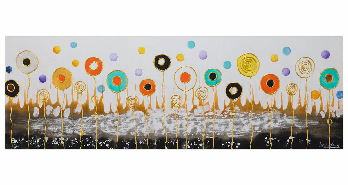 ACRYLBILD HANDGEMALT 120/40 cm - Goldfarben/Multicolor, Holz/Textil (1.5/40cm) - KUNSTLOFT