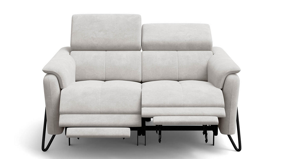 RELAXSOFA RODEN 2-Sitzer mit 2 Relax, creme, Veloursstoff - Creme, Holz/Textil (148/82/103cm) - Wozimo