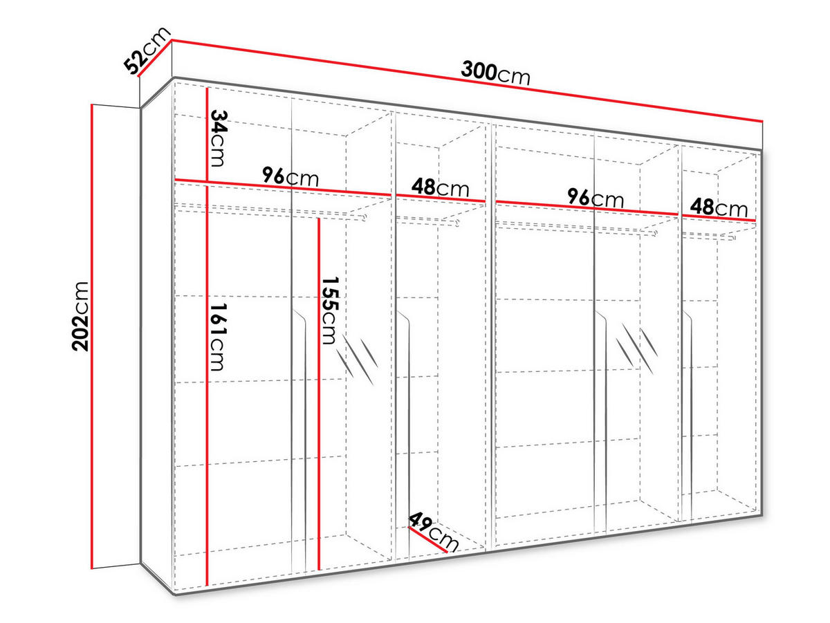 DREHTÜRENSCHRANK Mila II 300 - Goldfarben/Schwarz, Holzwerkstoff/Kunststoff (300/202/52cm) - MIRJAN24
