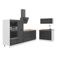 KUHINJA Fame-Line, Anthrazit-zlata hiša Landhaus/Bela, 380 cm, DP Hrast - bela/antracit, leseni material (380/153.6/60cm) - Vicco