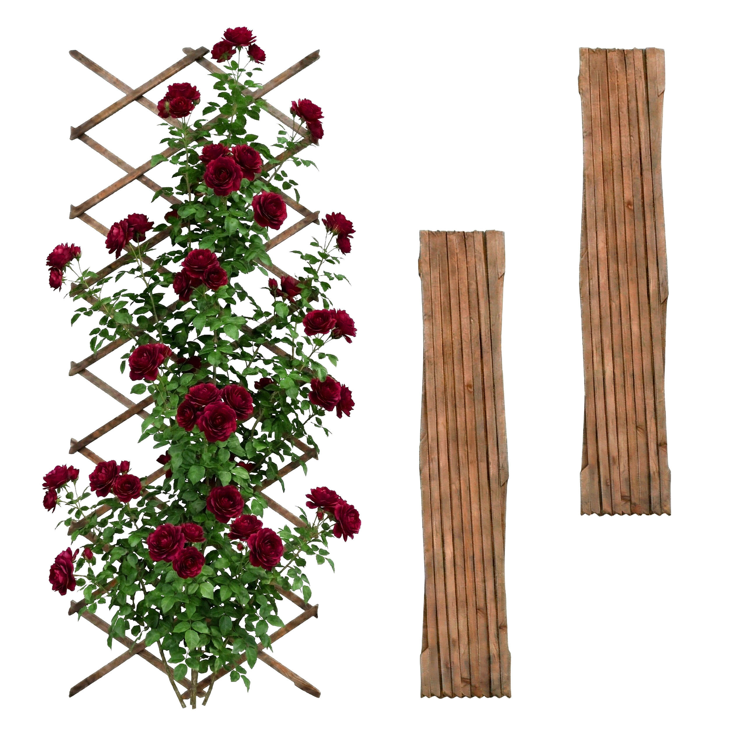 3XMŘÍŽE - hnědá, dřevo (90/310/1.5cm) - Relaxdays