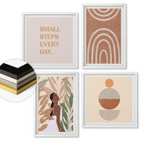 WANDBILDER 4er-Set - 50x50 cm & 40x60 cm Weißer Rahmen - Stilvolle Pflanzenmuster und Geometrie - Weiß, Kunststoff (50/50cm) - ArtPrintCave
