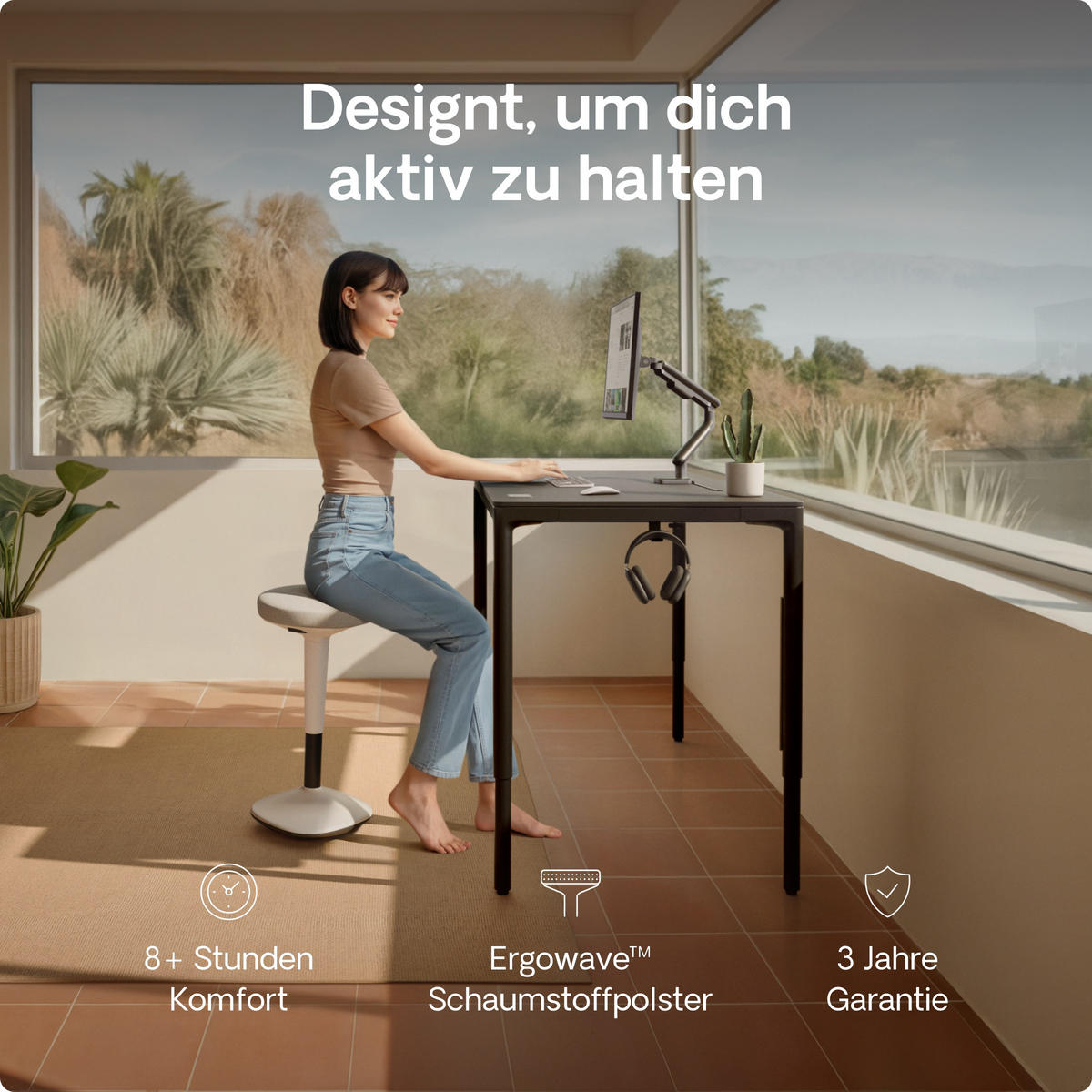 ERGONOMISCHER Balancehocker, Grau - Grau, Kunststoff (37/58/37cm) - Desktronic