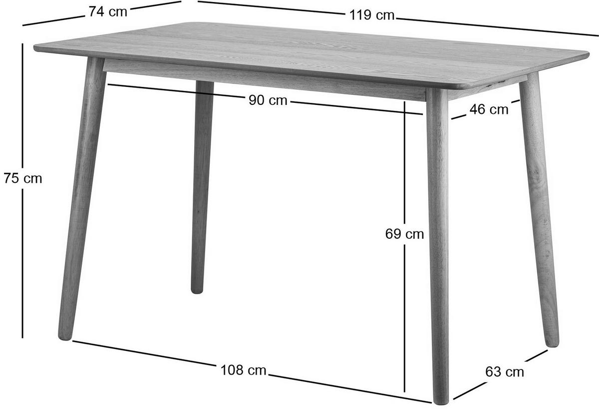 ESSTISCH Rechteckig Braun 120 x 75 x 75 (cm) - Braun, Holz (75/120/75cm) - Nordlys