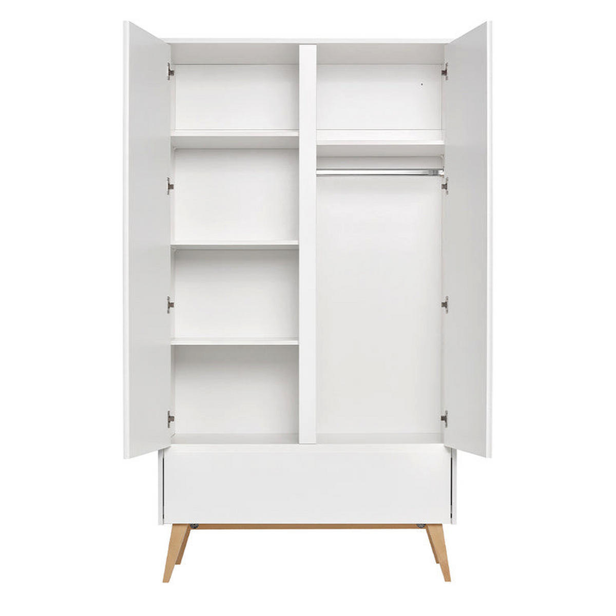 SKRIŇA 2 dvere Biela a drevo - biela, kompozitné drevo (100/200/52cm) - Petits-meubles