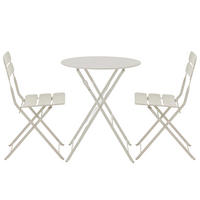GARTENSET runder Tisch und 2 Stühle, Cremefarbe - Creme, Metall - Oviala
