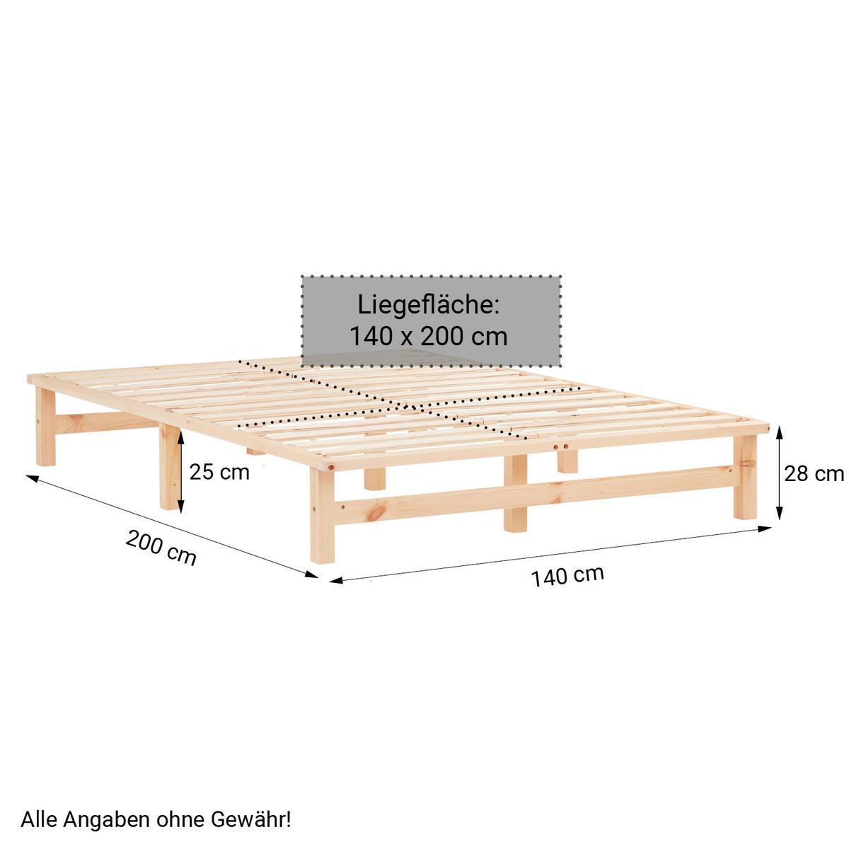HOLZBETT mit Stauraum 140/200 cm natur - Braun, Holz (140/200cm) - Homestyle4u
