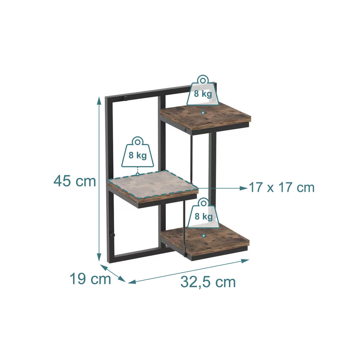 WANDREGAL - Multicolor, Holzwerkstoff/Metall (32.5/45/19cm) - Relaxdays