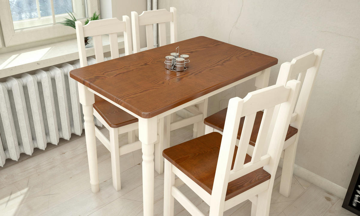 ESSTISCH aus Kiefernholz rechteckig in den Farben Weiß und Calvados 120/70/75 - Dunkelbraun, Holz (120/70/75cm) - Koma