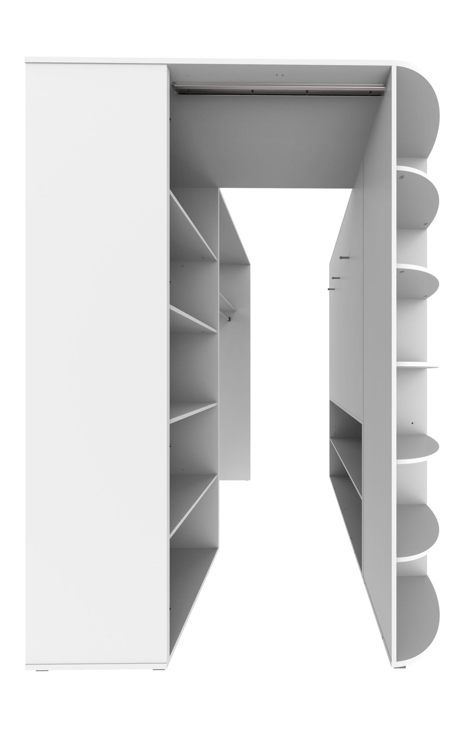 KLEIDERSCHRANK Joker in Weiß mit Beton - begehbarer Eckkleiderschrank - Weiß, Holzwerkstoff (124/199/148cm)