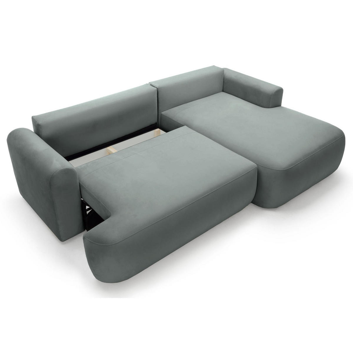 ECKSOFA Ovo Grau mit wasserabweisendem Samtbezug - Schwarz/Grau, Kunststoff/Textil (260/165cm) - Selsey