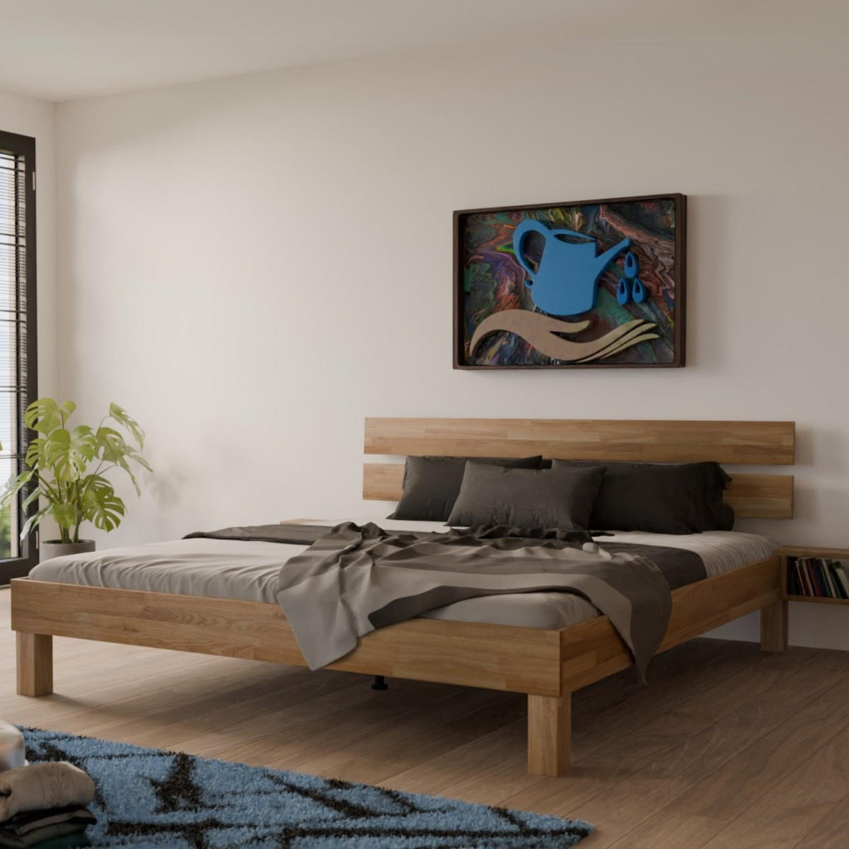 BETT 180/220 cm aus Wildeiche - Braun, Holz (180/220cm) - MeinMassivholz
