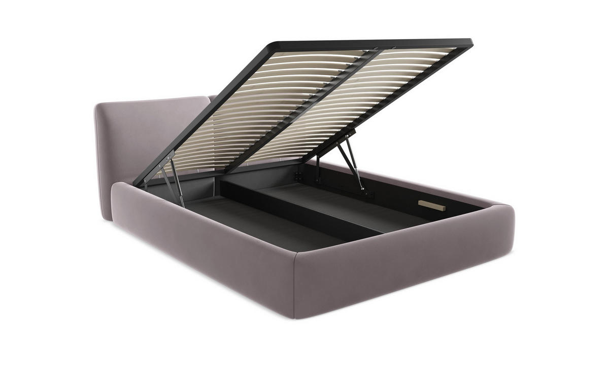POLSTERBETT mit Bettkasten und Lattenrost 180x225 Grau - Schwarz/Grau, Kunststoff/Textil (140/200cm) - Makamii