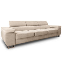 BETTSOFA MOSINE Creme Kordstoff mit Schlaffunktion - Creme, Textil (281/87/98cm) - MASSENO
