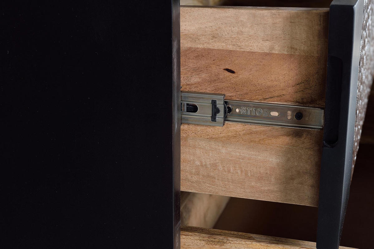KOMMODE aus Mangoholz mit Kreisdetail - Dunkelbraun, Holz (95/90/40cm) - Giner y Colomer