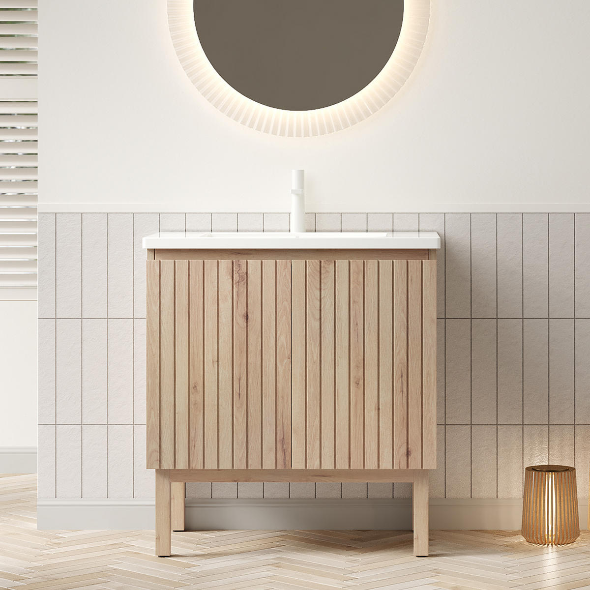 WASCHTISCH Eichefarben/Weiß 80.5/46.5/88 cm - Weiß, Holz (80.5/88/46.5cm) - PANGIVO
