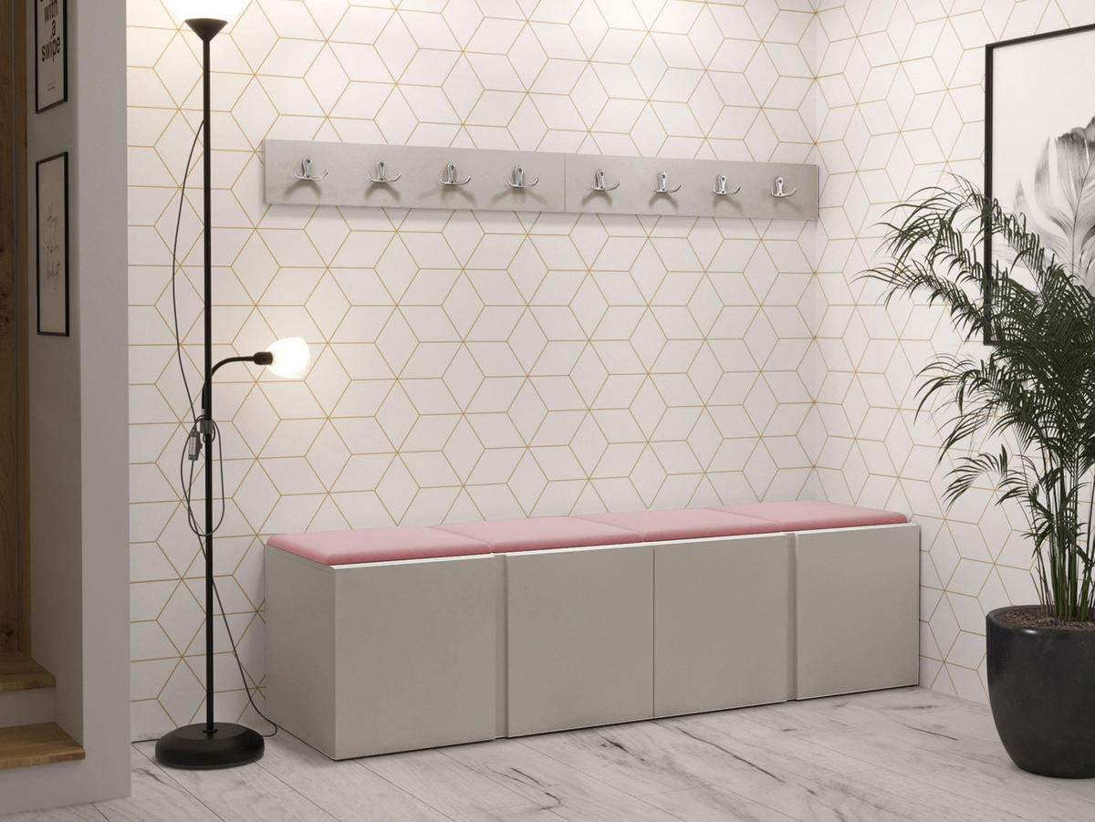 GARDEROBEN-SET Orion VII - Kaschmir/Rosa, Holzwerkstoff/Kunststoff (168/42/46cm) - MIRJAN24