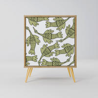 SIDEBOARD SEEDLING SONGBIRD, Eichefarben, 57,5x42x75,5 cm, Goldfarbene Metallfüße - Eichefarben/Goldfarben, Holzwerkstoff/Metall (57.5/75.5/42cm) - SpaceRebels