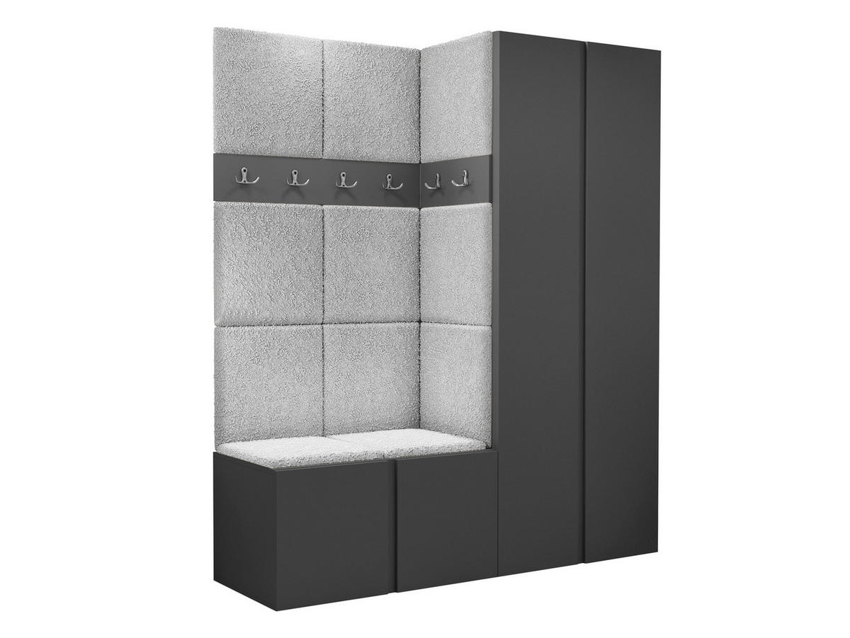 GARDEROBEN-SET Orion III - Hellgrau/Graphitfarben, Holzwerkstoff/Kunststoff (158/186/46cm) - MIRJAN24