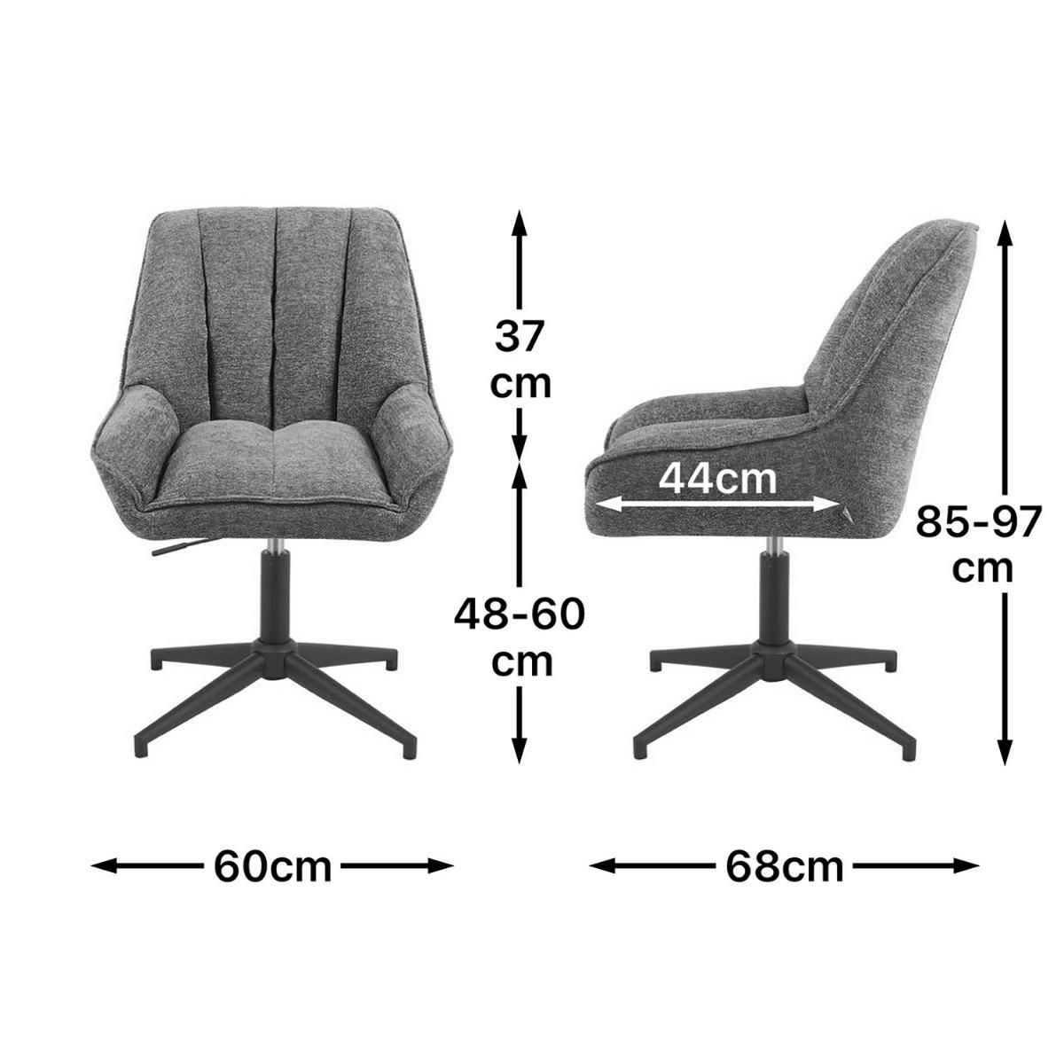 BÜROSTUHL Mika-Yara - Schwarz/Grau, Textil/Metall (60/85/68cm) - DUBI Möbel