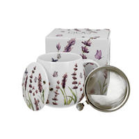 TEETASSE mit Sieb in Fassform CLASSIC LAVENDER - Weiß, Keramik (0.43L) - DUO PORCELAIN
