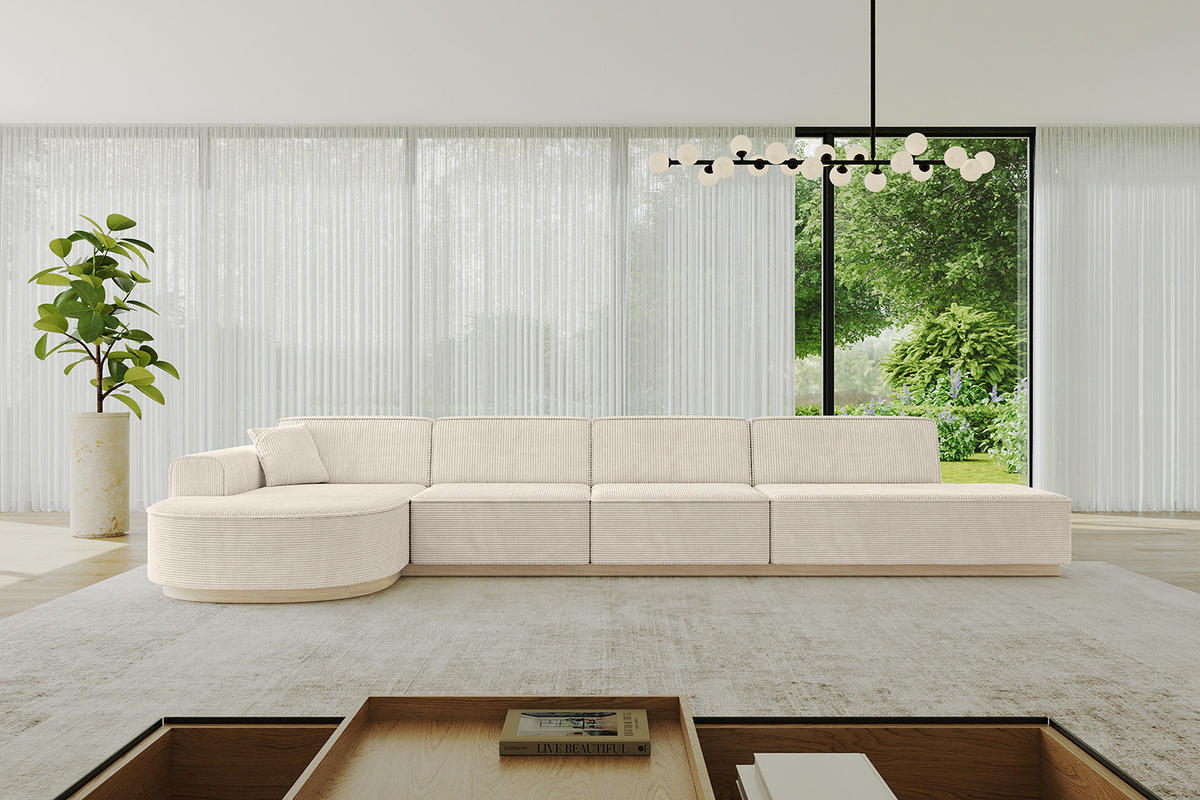 ECKSOFA Ottomane Links ARRIO-L3 - 413x171x83 cm Beige - Beige, Holzwerkstoff/Textil (413/171cm) - ALTDECOR