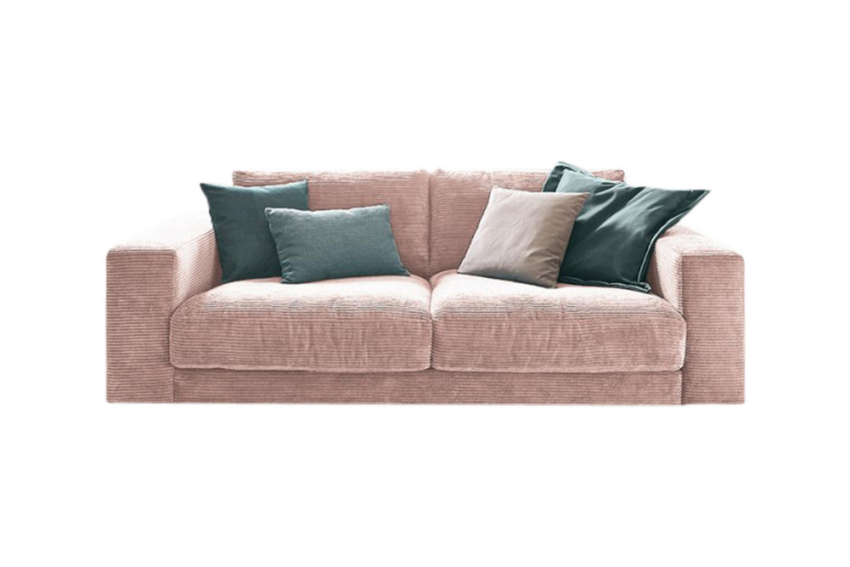 SOFA 2-SITZER MADELINE Pink Cord - Pink/Schwarz, Kunststoff/Textil (230/85/127cm) - KAWOLA