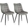 ESSZIMMERSTUHL 2er Set, Samt, Metallbeine, Hellgrau - Hellgrau/Schwarz, Textil/Metall (46/85.5/40.5cm) - Woltu