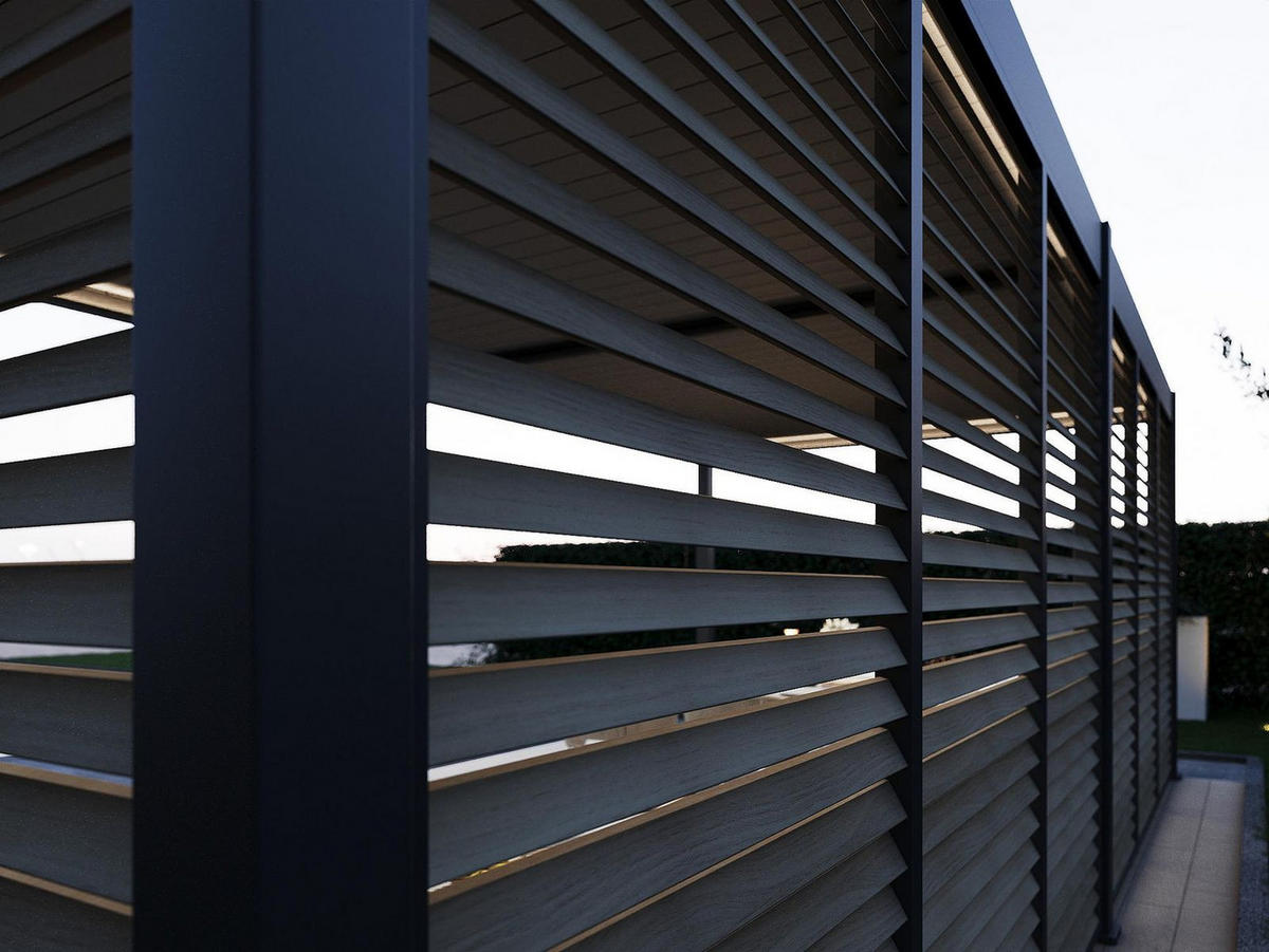 SEITENWAND für Pergola Holzoptik drehbare Lamellen Aluminium - Anthrazit, Metall (123/234/6cm) - WEIDE