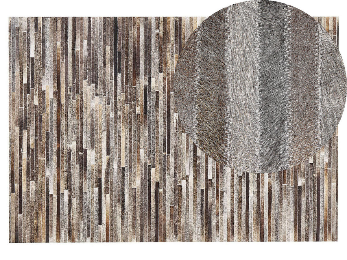 PATCHWORK-TEPPICH Tuzluca 200/140 cm - Braun, Fell (140/200cm) - Beliani