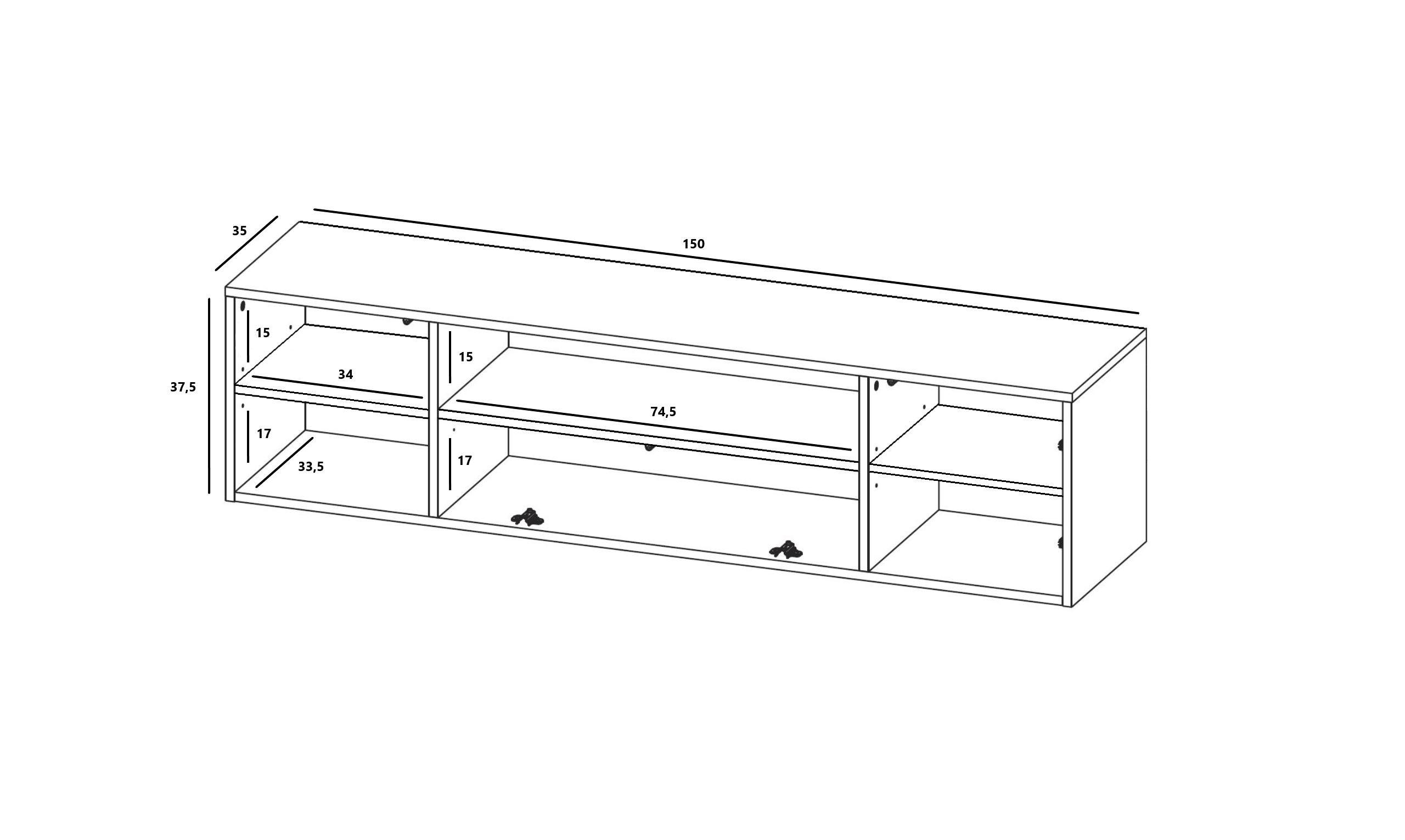 TV-SCHRANK Elpis2 Kaschmir Matt Glamour 150 cm - Kaschmir, Holzwerkstoff (150/37.5/36.5cm) - Meble Lindner