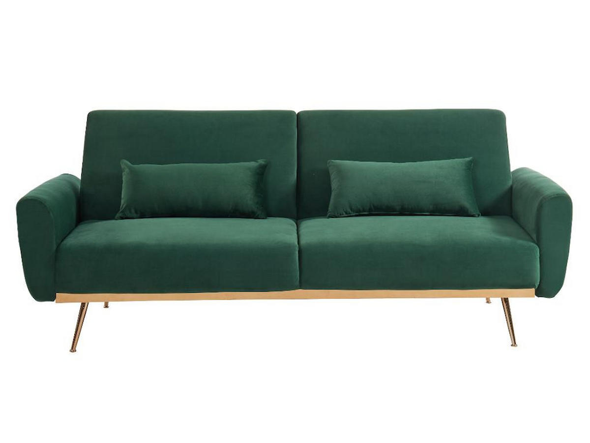 SCHLAFSOFA Klappsofa 3-Sitzer - Samt - Tannengrün - LAUNEI - Grün, Textil (84/86/208cm) - Vente-Unique