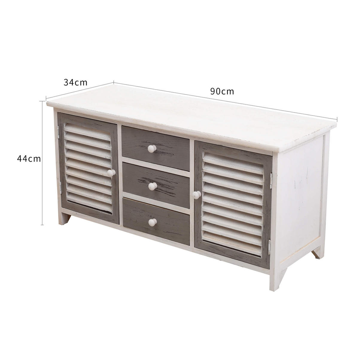 SIDEBOARD Weiß 34/90/44 cm - Weiß, Holz (34/44/90cm) - Mobili Rebecca