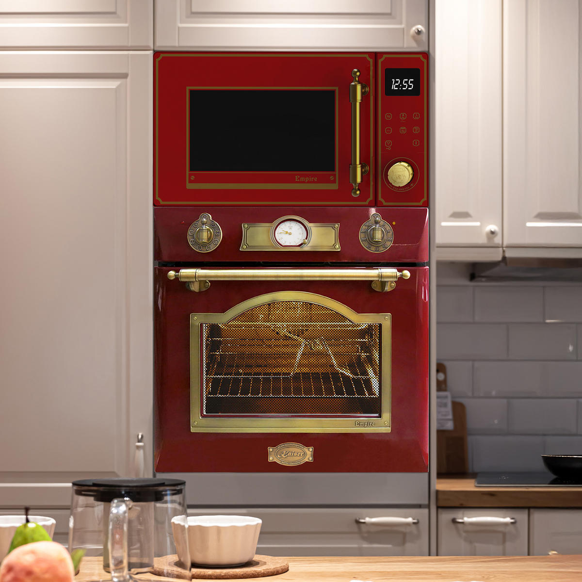 EINBAU-ELEKTRO-BACKOFEN EH 6355 RotEm, Rot Emaille, 60 cm - Rot, Metall (59.4/59.4/56.6cm) - Kaiser Küchengeräte