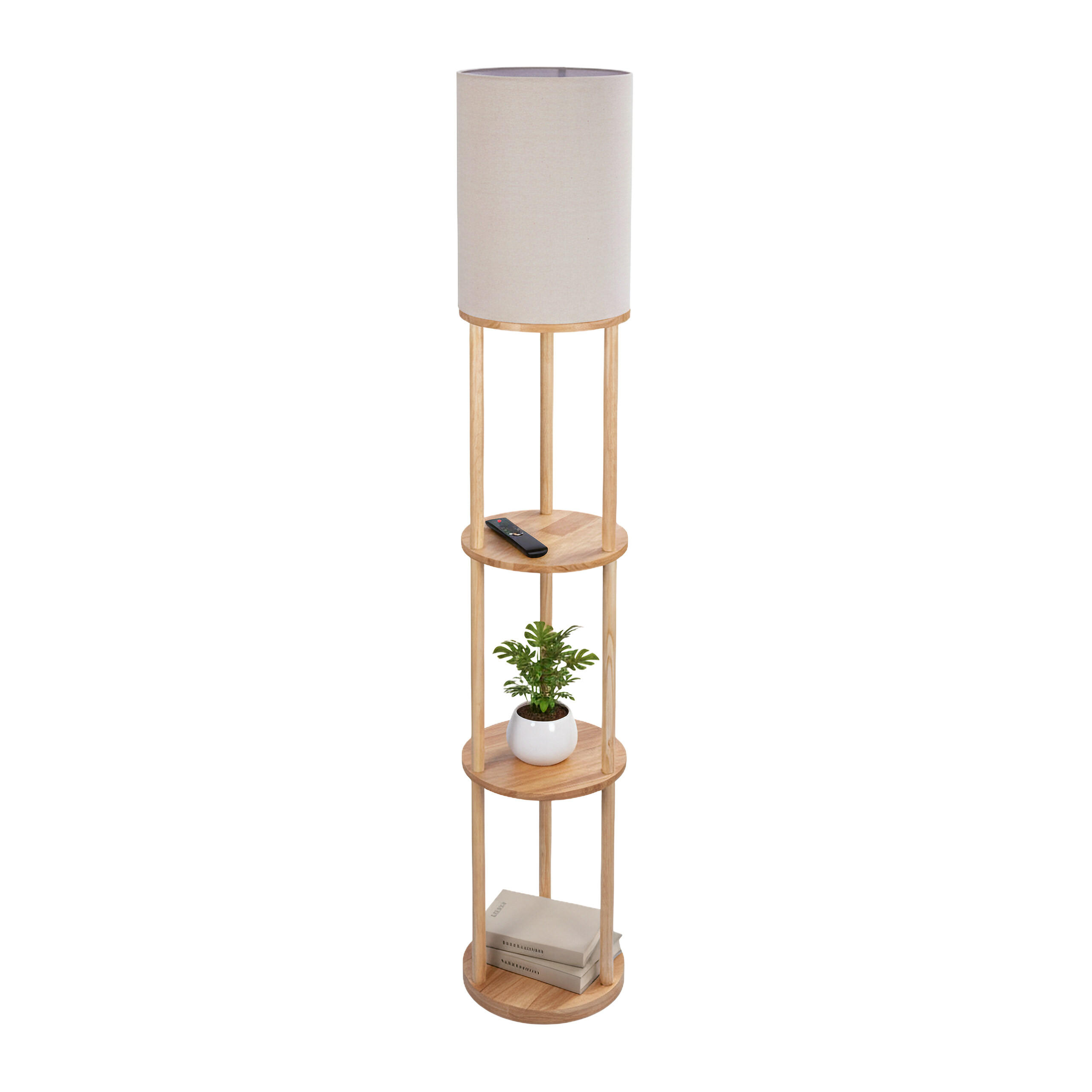 STEHLAMPE - Hellbraun, Holz/Textil (30/30/180cm) - Relaxdays