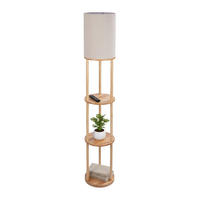 STEHLAMPE - Hellbraun, Holz/Textil (30/30/180cm) - Relaxdays