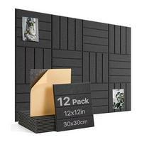 AKUSTIKPANEEL，SELBSTKLEBEND, 30 × 30 × 1 cm, 12 Stück - Schwarz, Textil (30/30/1cm)