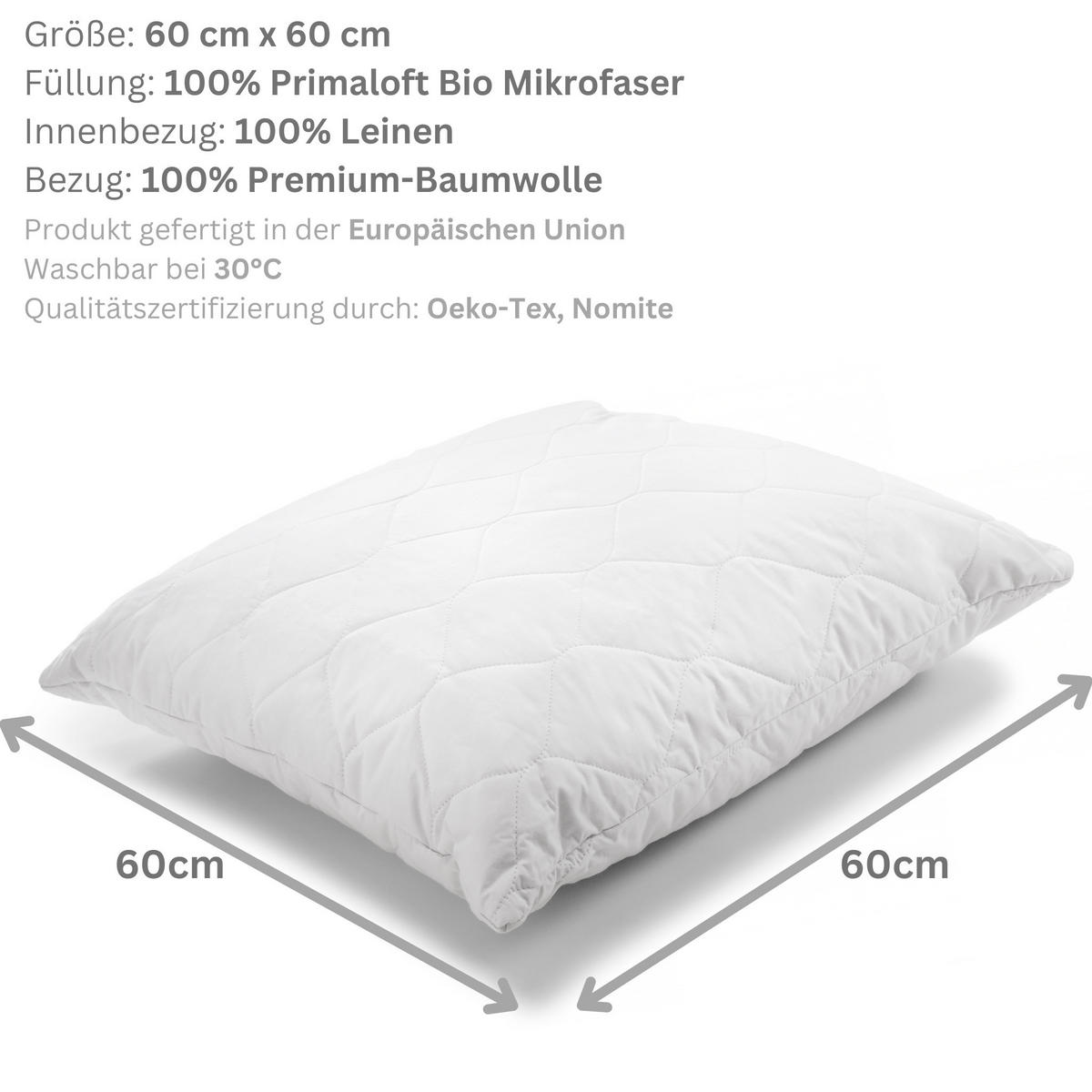 KISSEN COLD FEEL, Leinen - Weiß, Textil (60/60cm) - WOODEK