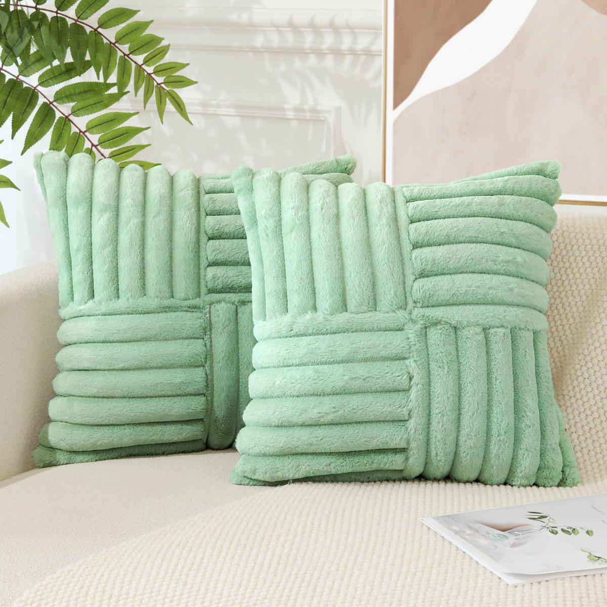 KISSENHÜLLE UNI Plüsch & Samt 45/45 cm - Grün, Textil (45/45cm) - Kaket