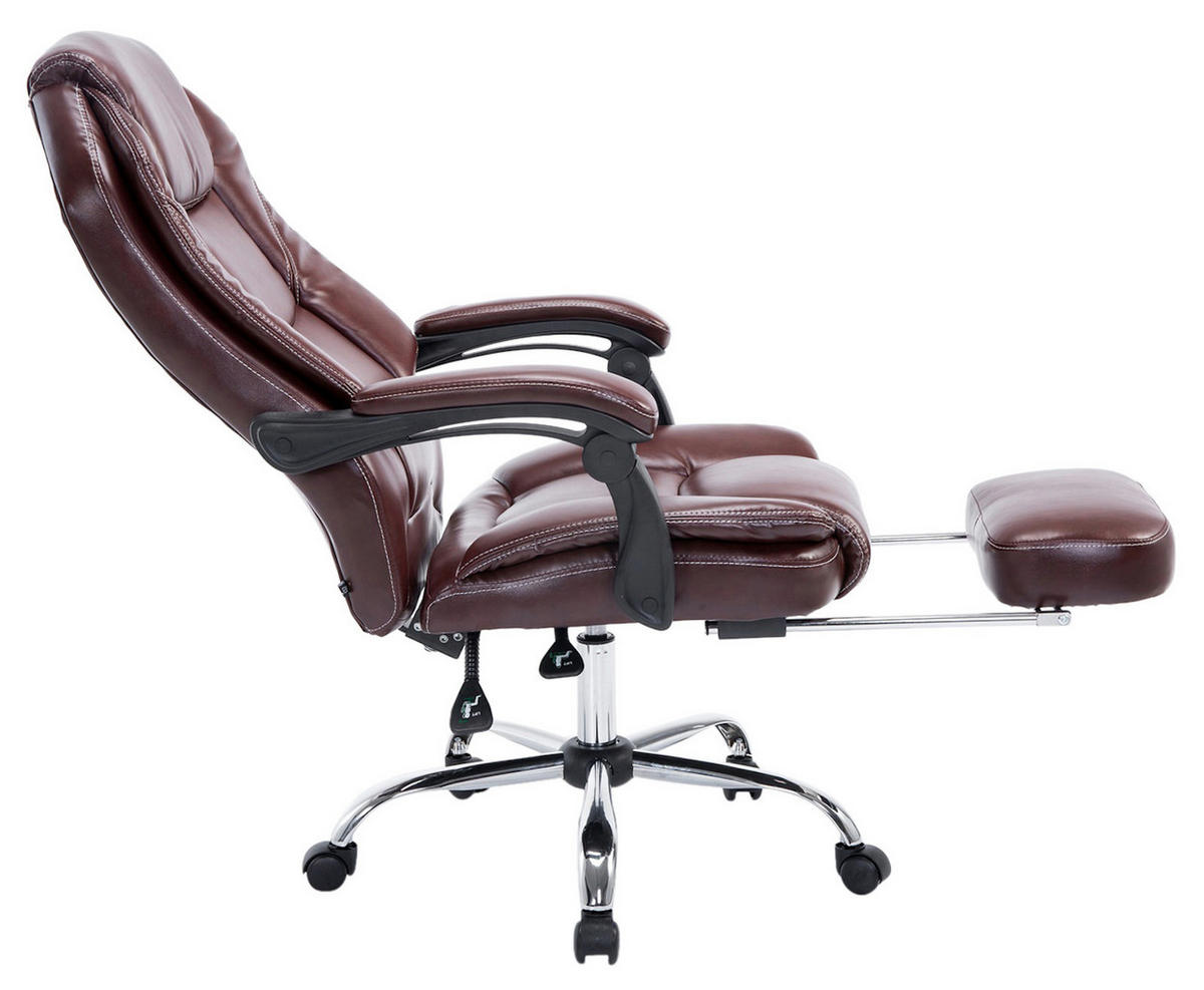 CHEFSESSEL Lederlook Bordeauxrot - Chromfarben/Bordeaux, Textil/Metall (67/114/64cm) - CLP
