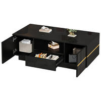 KLUB-STOLIĆ 100/50/35,5 cm s LED rasvjetom i prostor za pohranu u crnoj boji - boje oraha/crna, drvni materijal (50/100/35.5cm) - CHICFURN